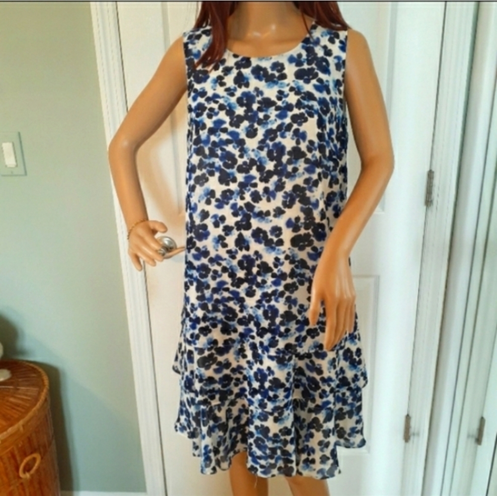 LAUREN RALPH LAUREN Tyree sleeveless Floral Tiered Ruffle-Hem Dress Sz 10